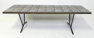 Lot 376 - A 1970s tile topped rectangular long coffee...