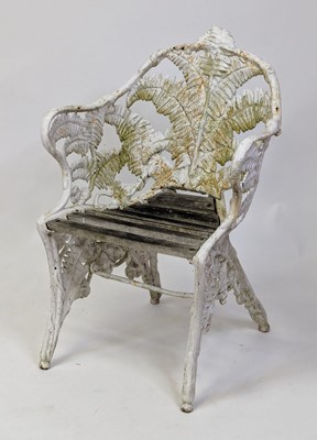 Lot 2523 - A Victorian cast iron garden chair in the...