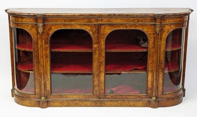 Lot 2512 - A Victorian burr walnut credenza, the shaped...