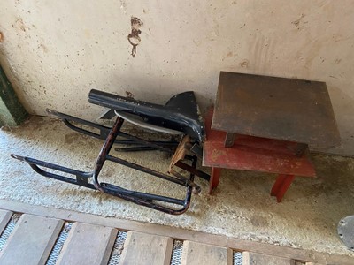 Lot 4042 - Two made-up steel bike stands, a bike rack,...