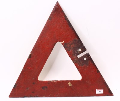 Lot 1662 - Cast Iron Warning Triangle, painted red,...