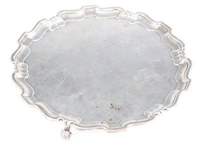 Lot 3206 - A George V silver salver, of shaped circular...