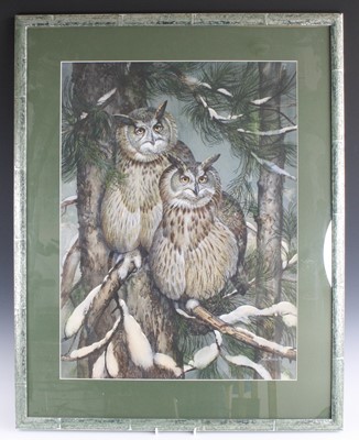 Lot 1015 - John Barber (1933-2021), Eagle Owls,...