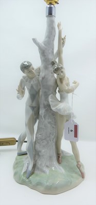 Lot 6 - A Lladro figural porcelain table lamp, 43cm...