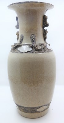Lot 13 - A Chinese Nanking crackle glazed vase, relief...