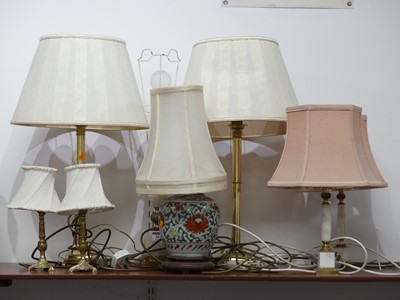 Lot 14 - A collection of eight various table lamps,...