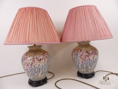 Lot 20 - A pair of modern pottery table lamps, each...