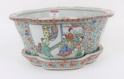 Lot 26 - A Chinese famille verte porcelain jardiniere,...
