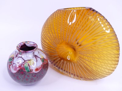 Lot 29 - A 20th century amber studio glass vase, in the...