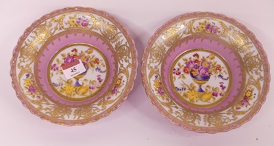 Lot 45 - A pair of Sevres-style floral porcelain dishes,...