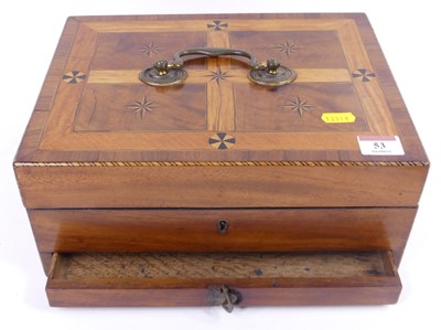 Lot 53 - A 19th century inlaid walnut box, having star...