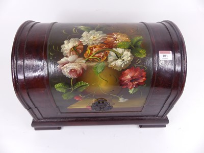 Lot 101 - A 20th century floral decorated box, having a...