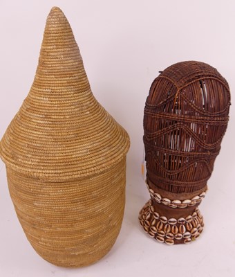 Lot 109 - A Somalian wicker food safe, decorated with...