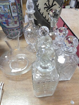 Lot 114 - A collection of seven glass decanters, to...