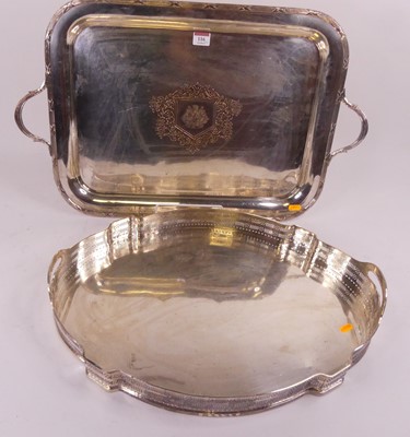 Lot 116 - A silver plated twin handled serving tray,...