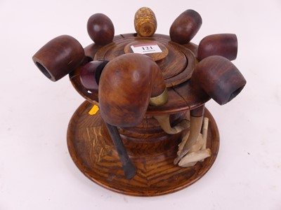 Lot 121 - An oak pipe rack, together with a collection...