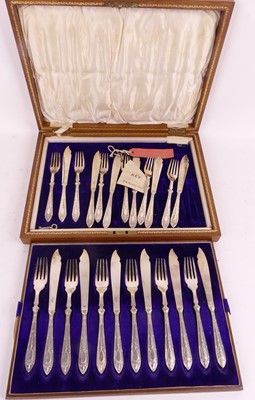 Lot 195 - A cased six-place setting of silver plated...