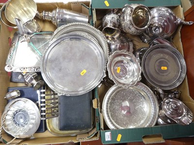 Lot 209 - Two boxes of silver plated wares, to include a...