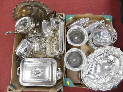 Lot 214 - Two boxes of silver plated wares, to include...