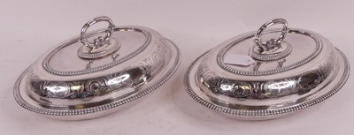 Lot 191 - A pair of silver plated entree dishes, of oval...