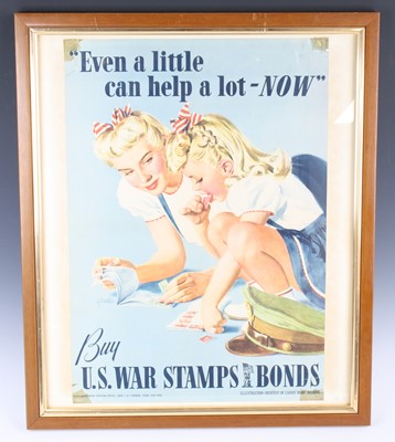 Lot 3290 - A U.S. Government War Stamps Bonds poster, the...