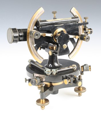 Lot 3202 - A military theodolite, having two silvered...