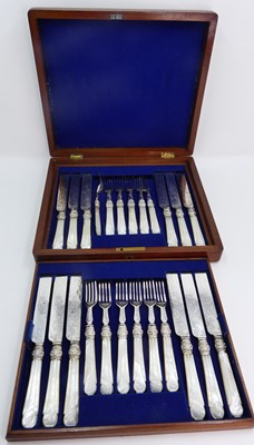 Lot 253 - A 12-place setting of silver plated and mother...