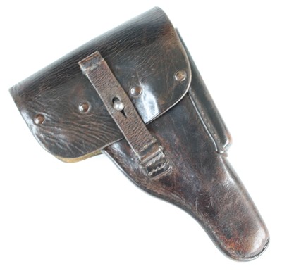 Lot 3282 - A WW II German leather Luger holster, the top...