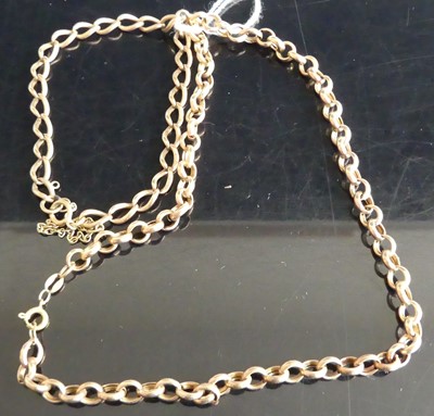 Lot 264 - A 9ct gold chain link necklace, 35cm; together...