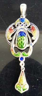 Lot 274 - An Art Nouveau style silver and enamel pendant,...