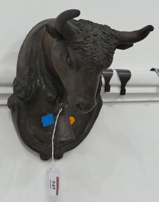 Lot 545 - A bronzed metal wall mounted bull's head, h.24cm