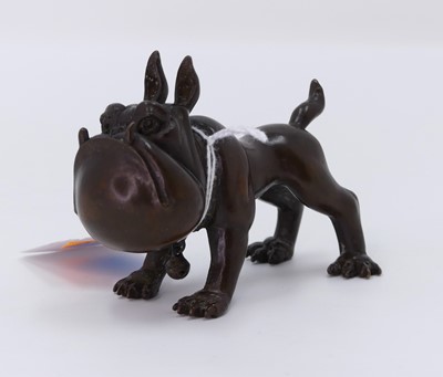 Lot 397 - A Chinese bronzed metal figure of a bulldog,...