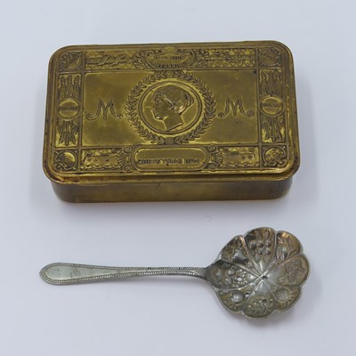 Lot 399 - A WW I Princess Mary Christmas tin, w.13cm;...