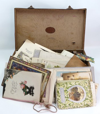 Lot 430 - A collection of postcards and greetings cards,...