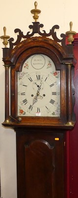 Lot 1128 - A circa 1800 provincial oak long case clock,...