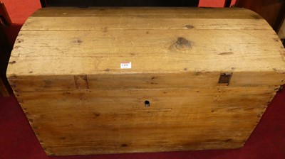 Lot 1199 - A rustic boarded pine and metal bound domed...