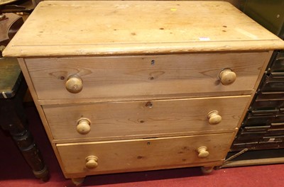 Lot 1162 - A Victorian pine chest of three long graduated...