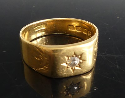 Lot 312 - A gent's 18ct gold and diamond band ring, the '...