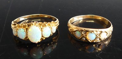 Lot 313 - An early 20th century yellow metal opal...