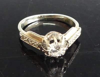 Lot 314 - A white metal diamond solitaire ring, the claw...