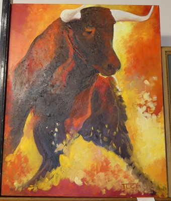 Lot 1003 - Tom Lund-Lack - Taurus, oil on canvas, signed...