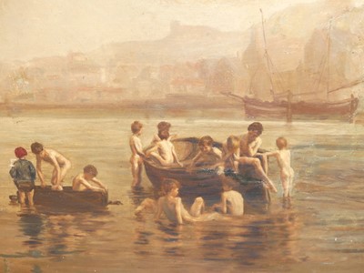 Lot 1007 - After Henry Scott Tuke - The Water-Rats, oil...