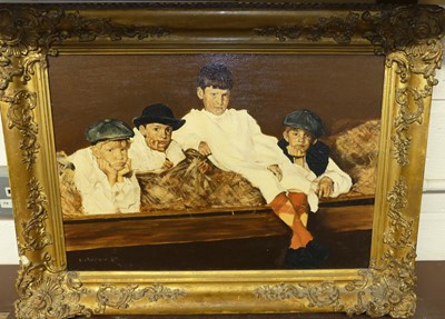 Lot 1012 - K. Pridard(?) - The Boys, oil on artists board,...