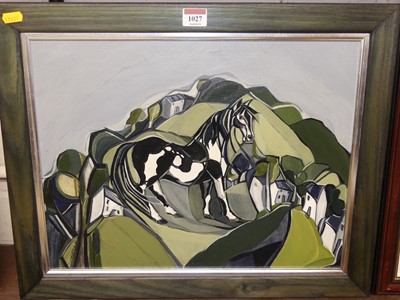 Lot 1027 - Bridget Wright (1939-2000) - The piebald horse,...