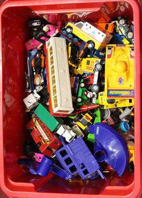 Lot 1458 - A box containing loose and playworn diecast to...