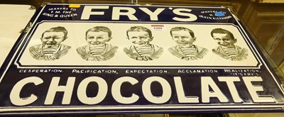 Lot 1088 - An enamel advertising sign for Fry's Chocolate,...