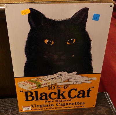 Lot 1098 - A printed tin advertising sign for Black Cat...