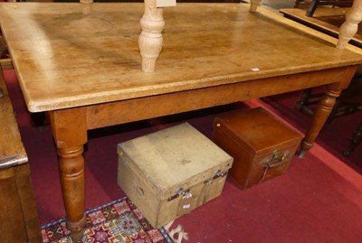 Lot 1245 - A Victorian light oak farmhouse kitchen table...