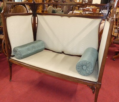 Lot 1270 - An Art Nouveau mahogany two-seater high back...