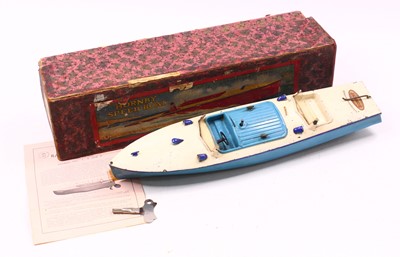 Lot 2000 - A Hornby speed boat No. 3 titled Racer 3...